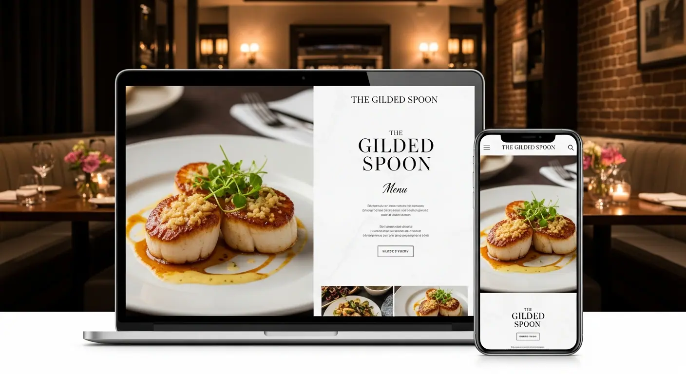 Site web de restaurant avec menu en ligne créé sans code
