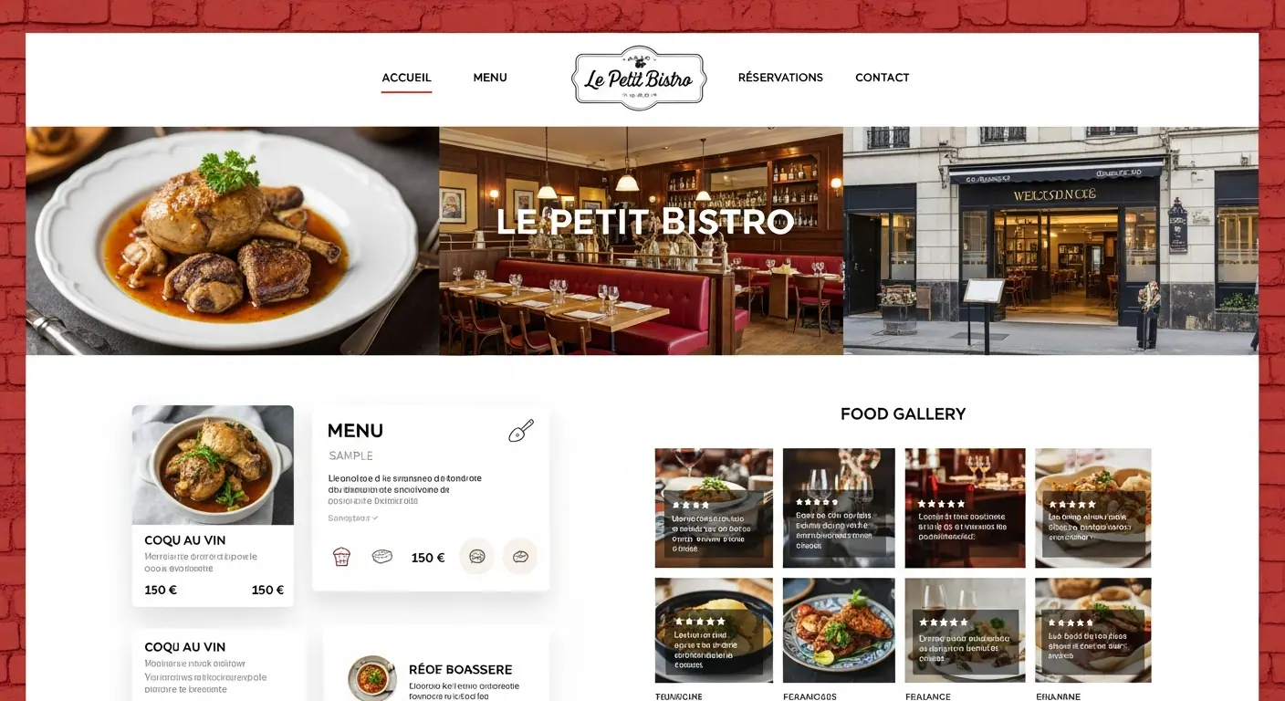 Template brasserie — aperçu du site convivial