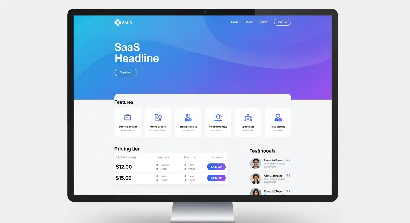 Template startup SaaS — aperçu de la landing page