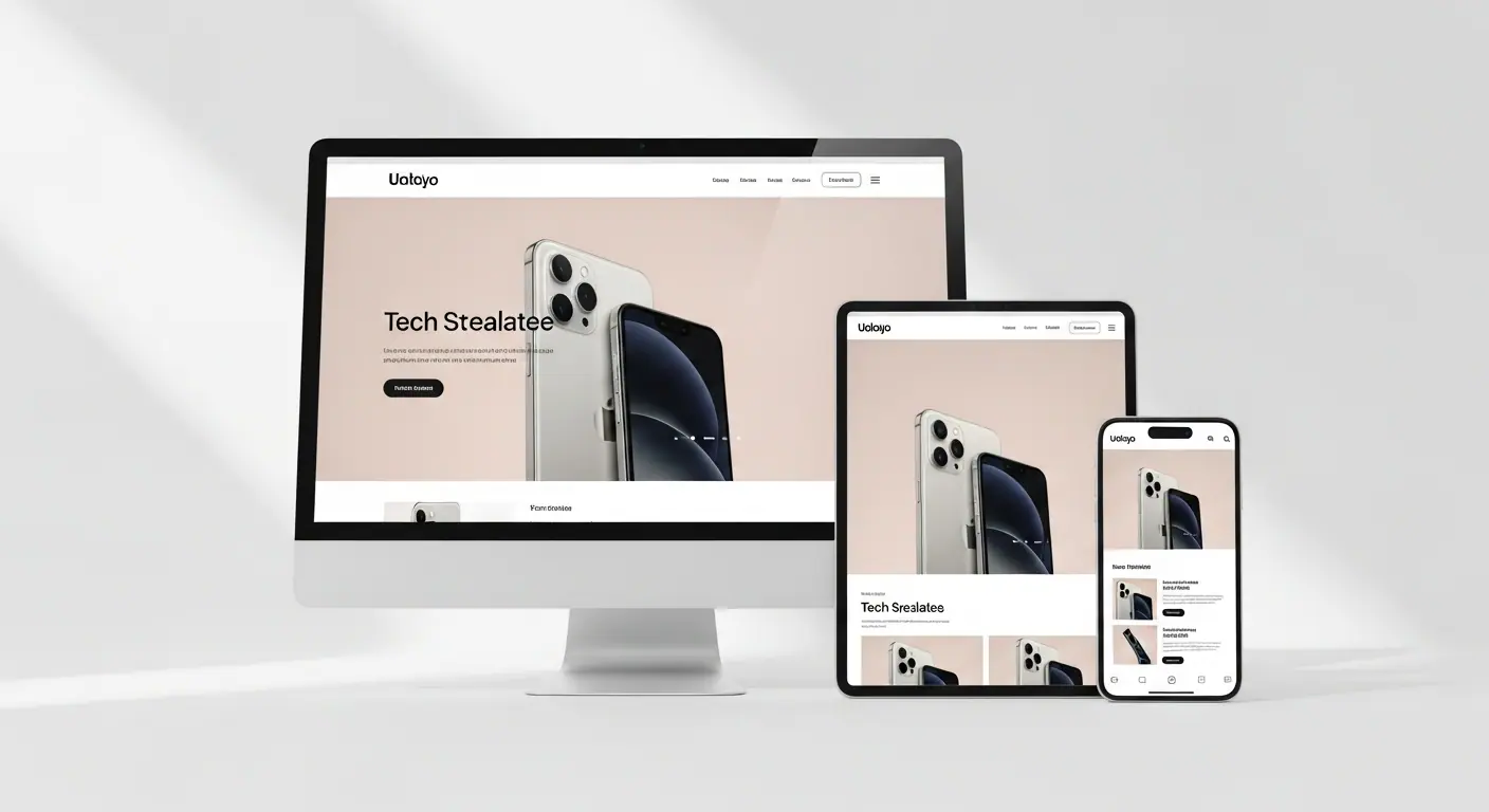 Site web affiché en responsive sur ordinateur, tablette et smartphone
