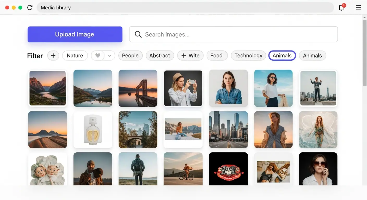 Capture d'écran de la bibliothèque de médias