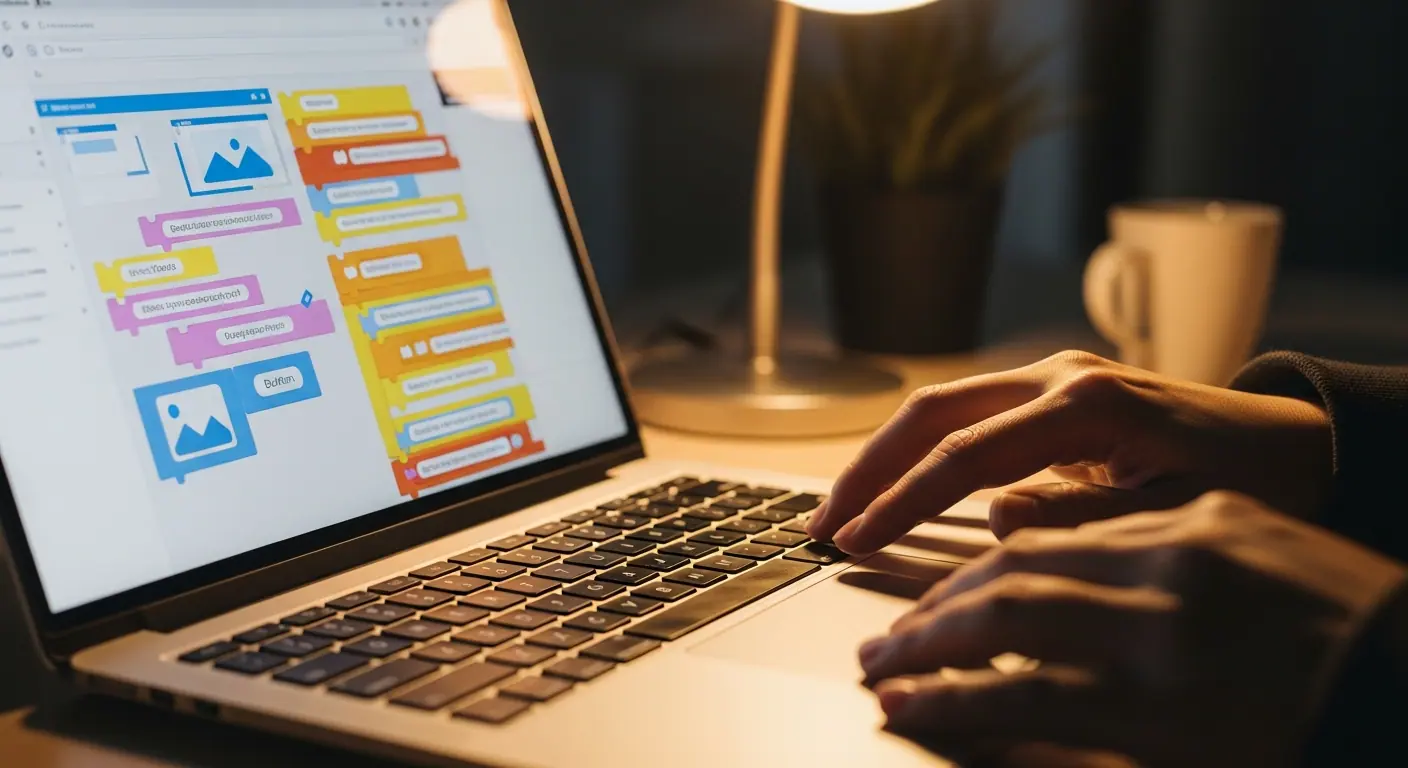 Utilisation de l'éditeur drag-and-drop sur un ordinateur portable