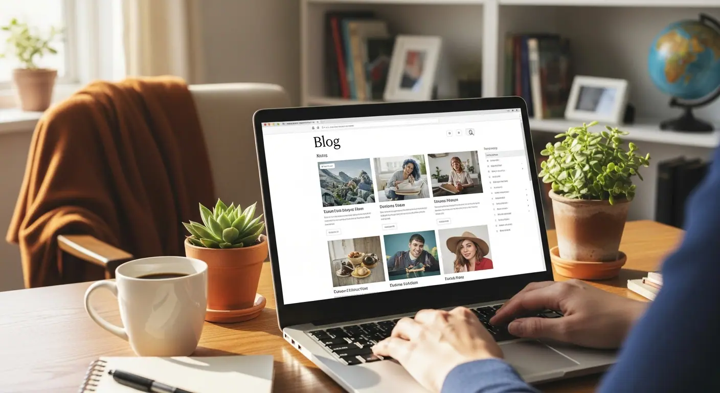 Blogueur créant son blog avec l'éditeur no-code